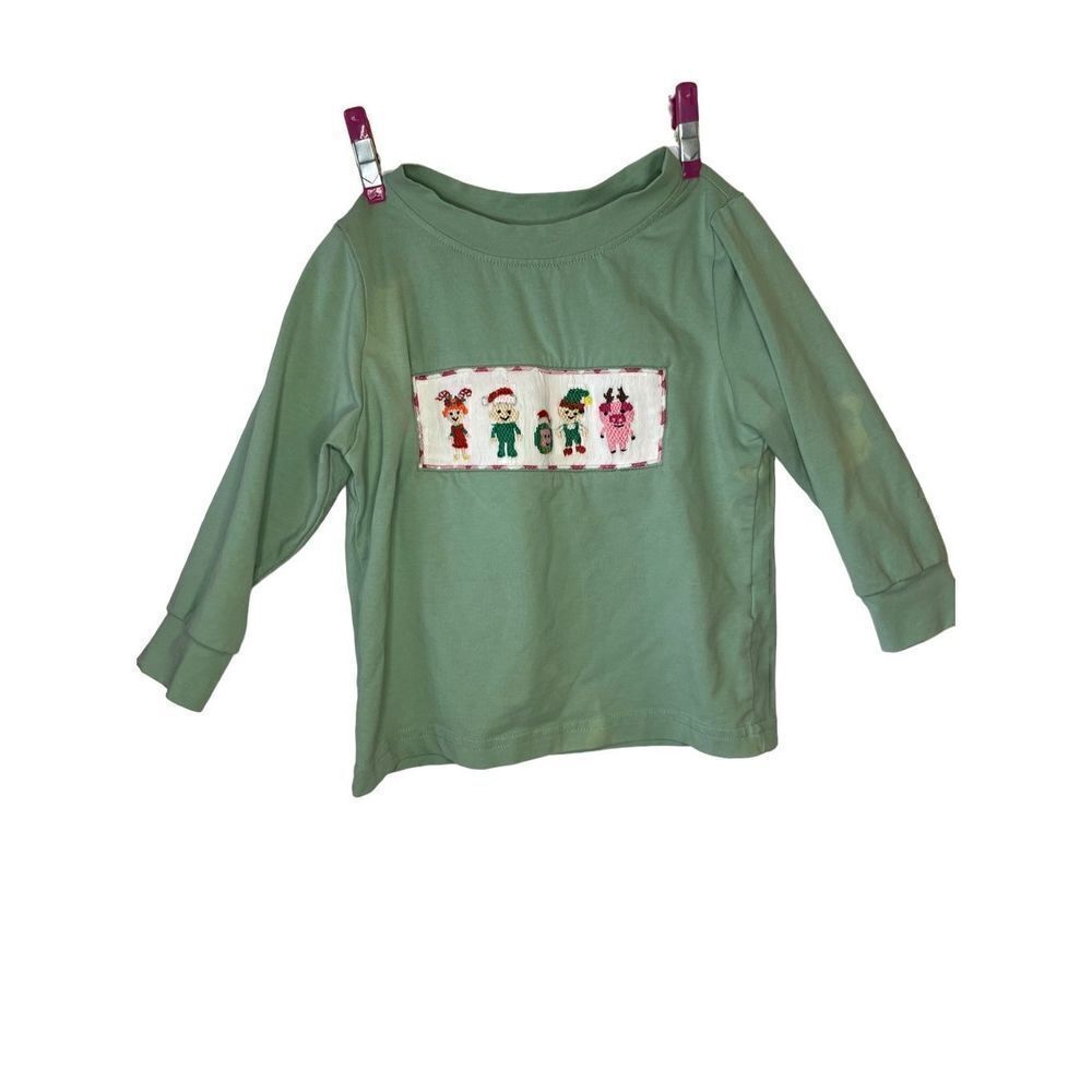 Smocked by Laya & Linc Toddler Green Long Sleeve Embroidered T-Shirt Size 2T